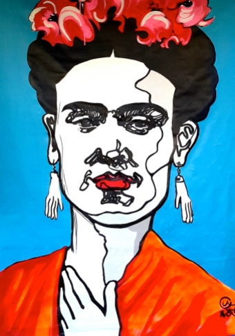 Frida Kahlo, acrylic painting on canvas, 4' x 6'