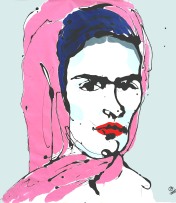 Frida drip painting and acrylic, canvas, 4' x 6'