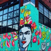 Frida spreading her flowers into the universe, with Holyrad studio, muralize me, Bushwick
